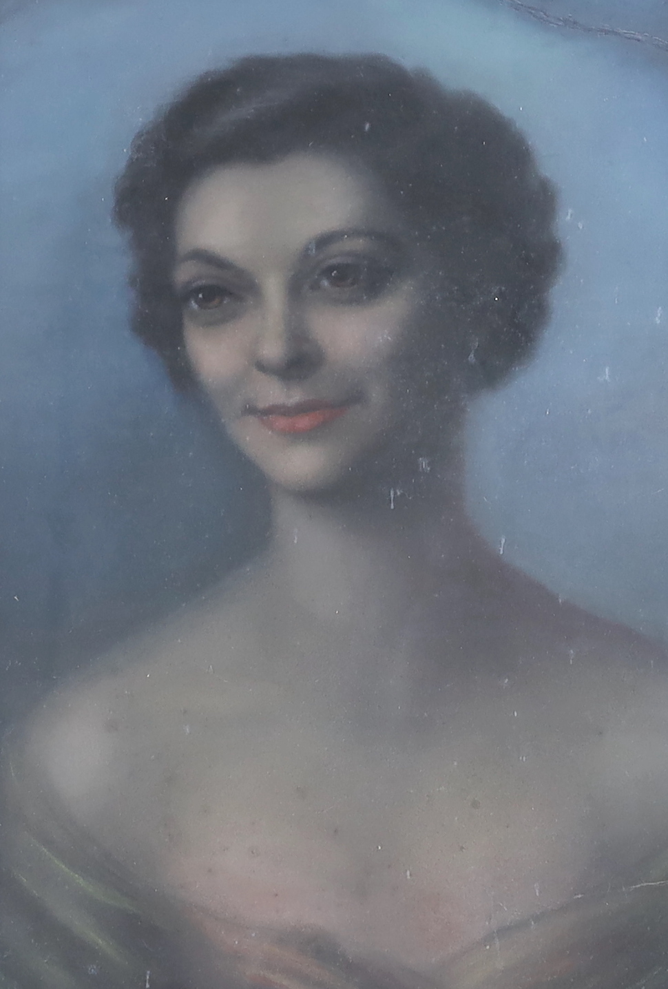 Eva Sawyer (b.1912), pastel on paper, Portrait of a lady, 'Madlena', The Pastel Society and The Royal Institute Galleries labels verso, 54 x 37cm